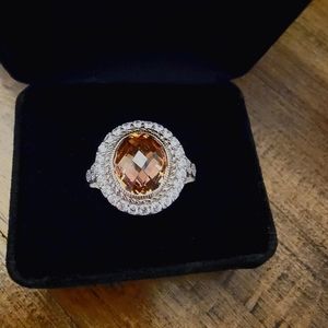 Judith Ripka sterling silver Pink CZ ring